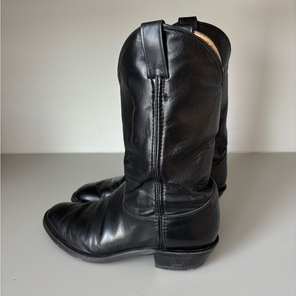 Justin Boots 3040 Black Leather Roper Boots Men’s 10D – Made in USA